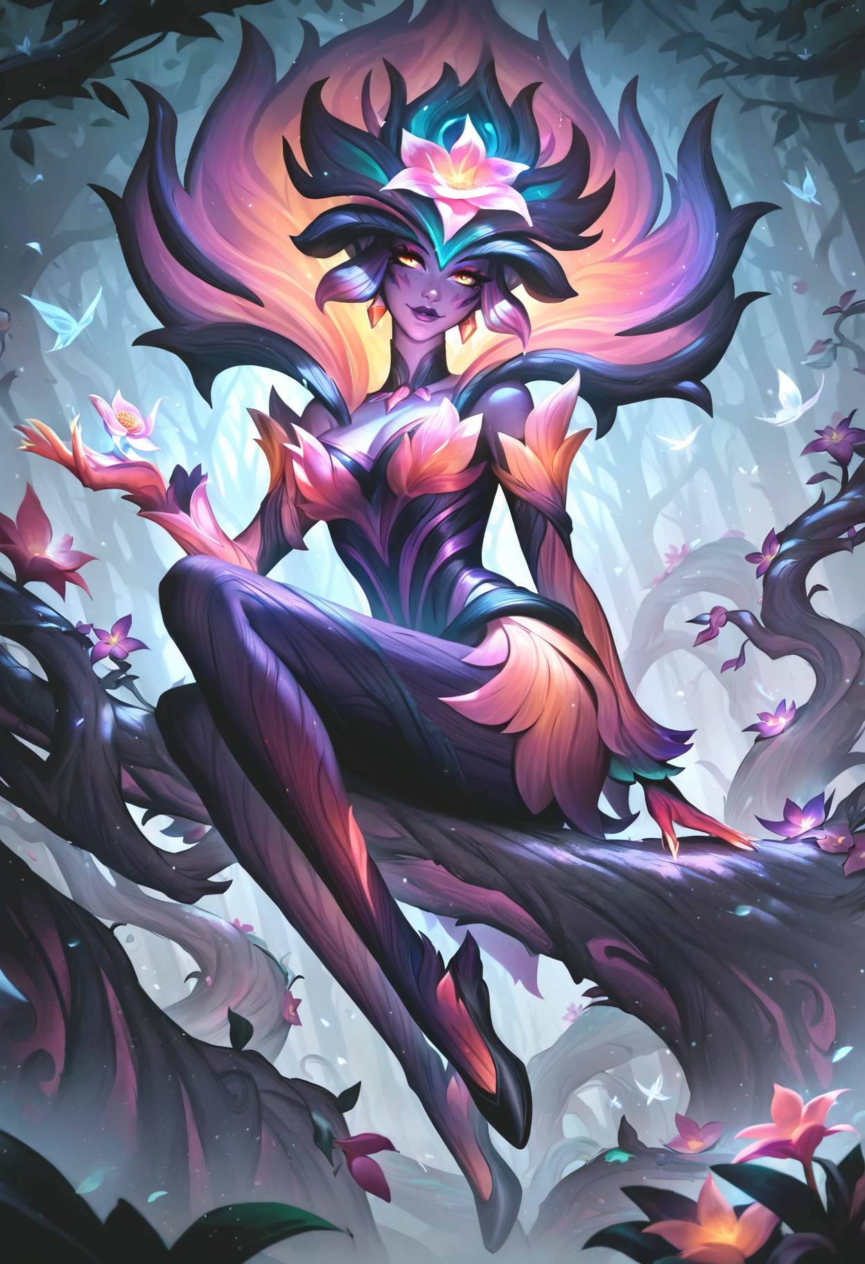 Sylvara of the Elderwood - Languid and magnetic on the surface, genuinely curious underneath; seductive, ancient, playful, and dangerously sincere when she decides you're worth keeping. AI Character