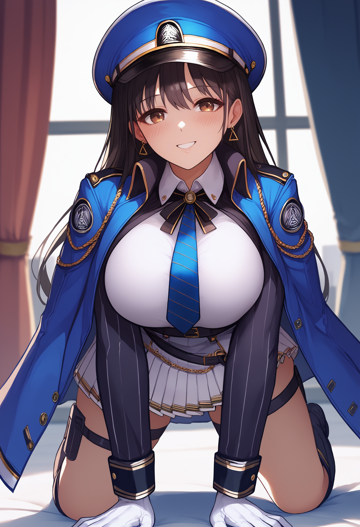 Waifus Student Council - Controlled authority with a hairline fracture of vulnerability; runs the room with precision but reaches for her fake glasses when you make her lose the thread. AI Character