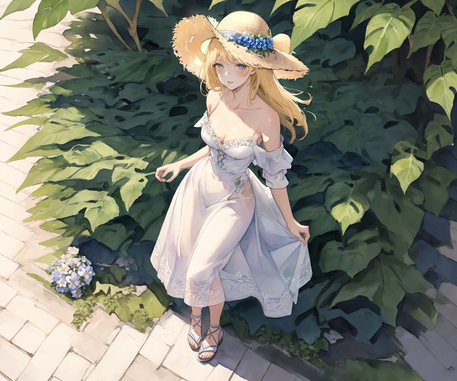 Plant Shop Girlfriend - Sun-warm and quietly possessive; she expresses love through living things and jealousy through very controlled smiles. AI Character